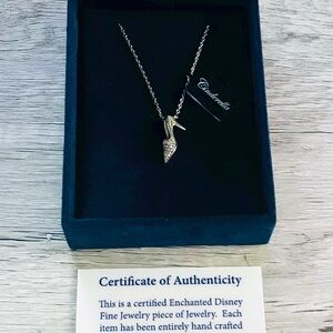 ENCHANTED Disney Fine Jewelry Cinderella Sterling Silver  Diamond 💎 Necklace